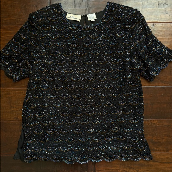 Laura Tops - Vintage 80s Silk Beaded Top
